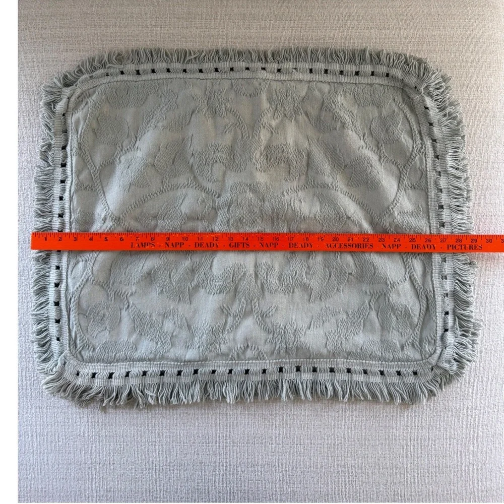 Crown Crafts Set of 2 Chenille Fringe Bed Pillow Shams Blue Standard Size